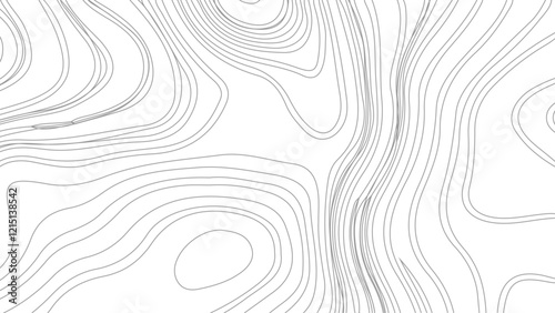 Topographic map contours in hilly or mountainous terrain, similar cartography illustration. Topography and geography map grid abstract backdrop.