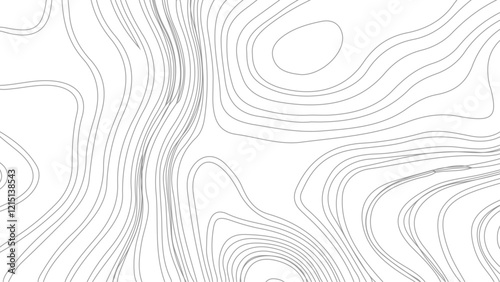Topographic map contours in hilly or mountainous terrain, similar cartography illustration. Topography and geography map grid abstract backdrop.
