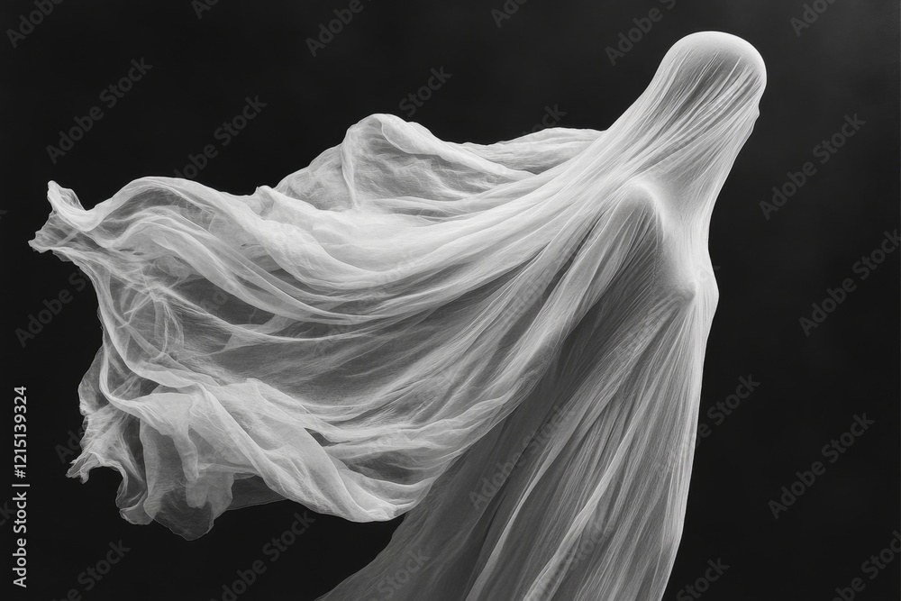Ethereal Figure A Monochrome Study of Fabric and Form in Motion Ethereal Figure A Monochrome Study of Fabric and Form in Motion