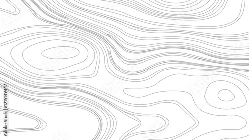 Topographic map contours in hilly or mountainous terrain, similar cartography illustration. Topography and geography map grid abstract backdrop.