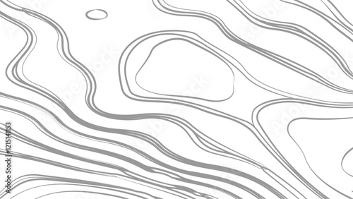 Topographic map contours in hilly or mountainous terrain, similar cartography illustration. Topography and geography map grid abstract backdrop.