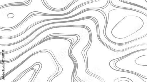 Topographic map contours in hilly or mountainous terrain, similar cartography illustration. Topography and geography map grid abstract backdrop.