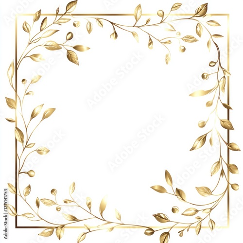 Golden Leaves Frame Elegant Botanical Design photo