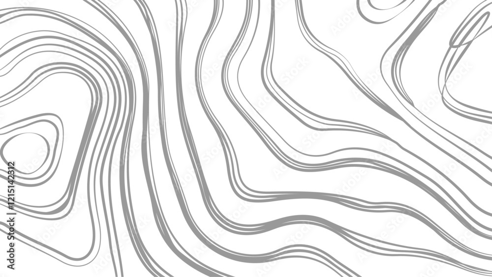 Fototapeta premium Topographic map contours in hilly or mountainous terrain, similar cartography illustration. Topography and geography map grid abstract backdrop.