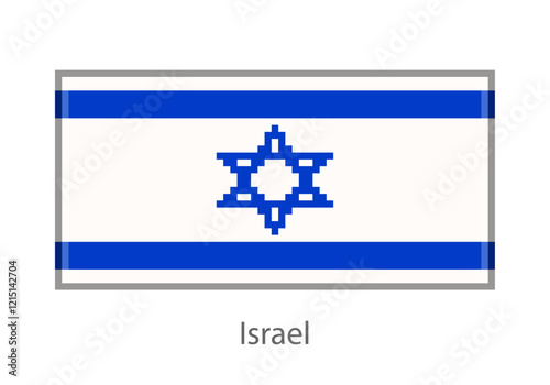 Vector illustration of the Israel flag in pixel art or mosaic style on white background. Collection of flags of the countries of the world.