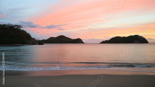 Tropical Beach with Soft Waves and Pastel Sunset Sky – Relaxing Coastal Landscape
