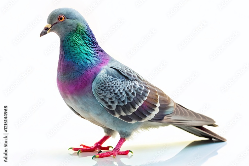Minimalist Pigeon on White Background: Isolated Bird Stock Photo Minimalist Pigeon on White Background: Isolated Bird Stock Photo