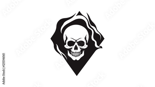 skull icon, cool skull tattoo, cool black and white skull icon, very cool death tattoo or card sign with skull