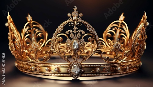 isolated golden tiara with intricate design photo