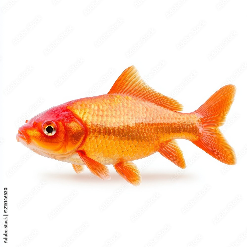 Vibrant Orange Koi Fish Isolated on White Background Vibrant Orange Koi Fish Isolated on White Background
