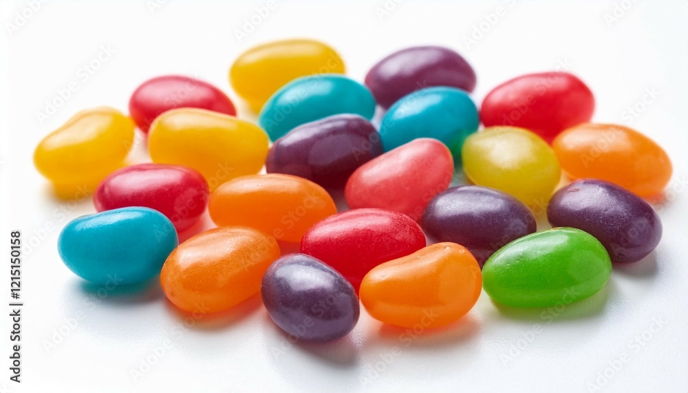 colorful jelly beans on white surface