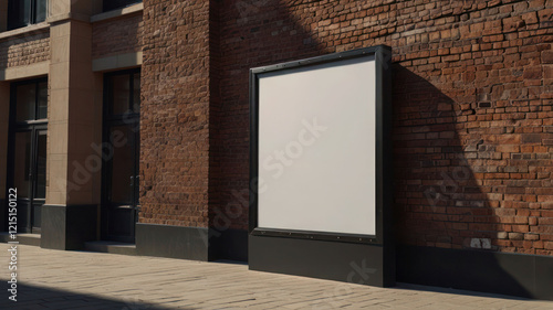 Empty Outdoor Advertising billboard on company wall mockup