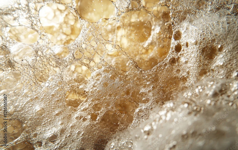 Obraz premium Ultra-close-up of a bursting soap bubble, revealing intricate liquid film textures