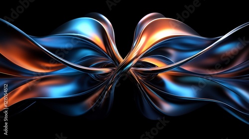 Abstract Metallic Flow: A Symphony of Blue and Gold