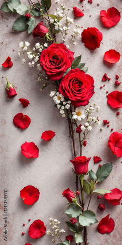 Concept photo of red roses with space for text