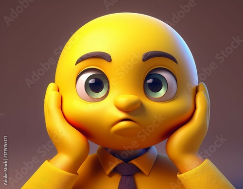 yellow thinking and analyzing 3d emoji photo