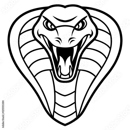 Black Outline Drawing of a Cobra Snake Vector Icon Illustration