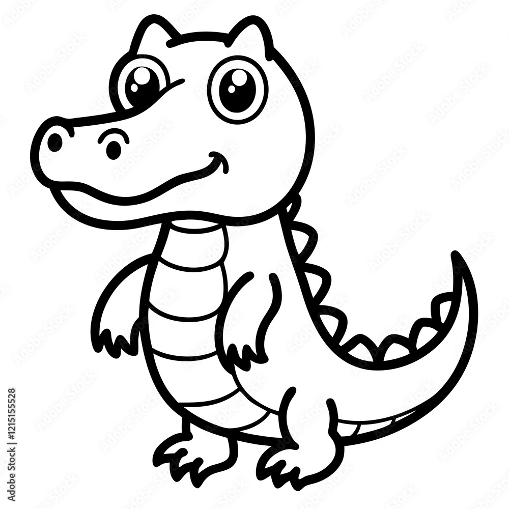 Black Outline Drawing of a Crocodile Vector Icon Illustration Black Outline Drawing of a Crocodile Vector Icon Illustration