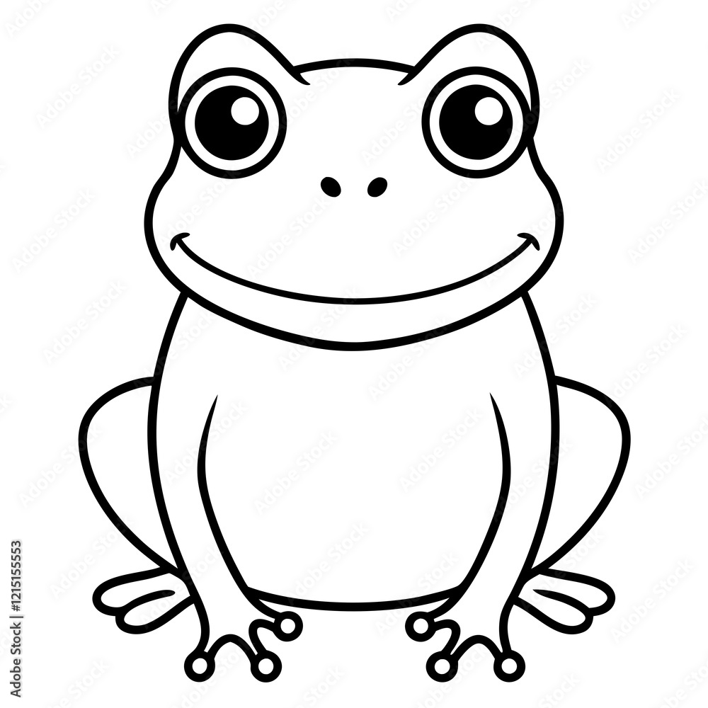 Black Outline Drawing of a Cute Frog Vector Icon Illustration Black Outline Drawing of a Cute Frog Vector Icon Illustration