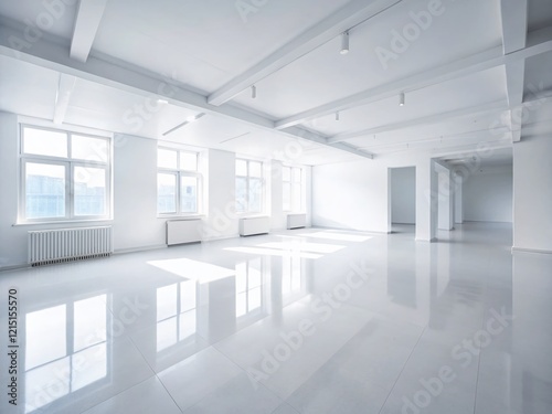Minimalist White Room Space Background  Clean  Bright  Empty Interior Studio for Photography and Design