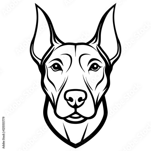 Doberman Pinscher Dog Head Outline Illustration for Pet Lovers
