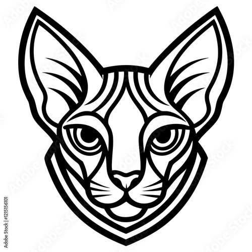 Sphinx Cat Face Line Drawing Illustration