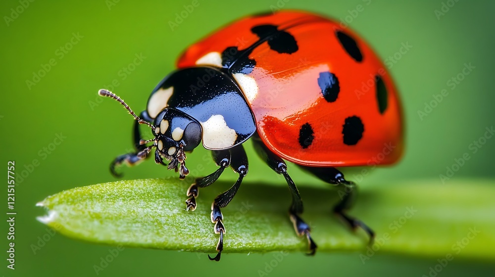 Ladybug On A Green Leaf In Nature Ladybug On A Green Leaf In Nature