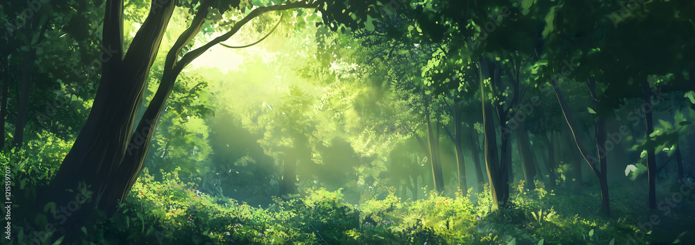 Obraz premium sun rays in the forest