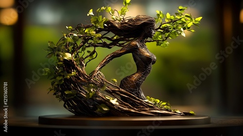 Nature's Embrace: A Mesmerizing Sculpture of Woman and Tree