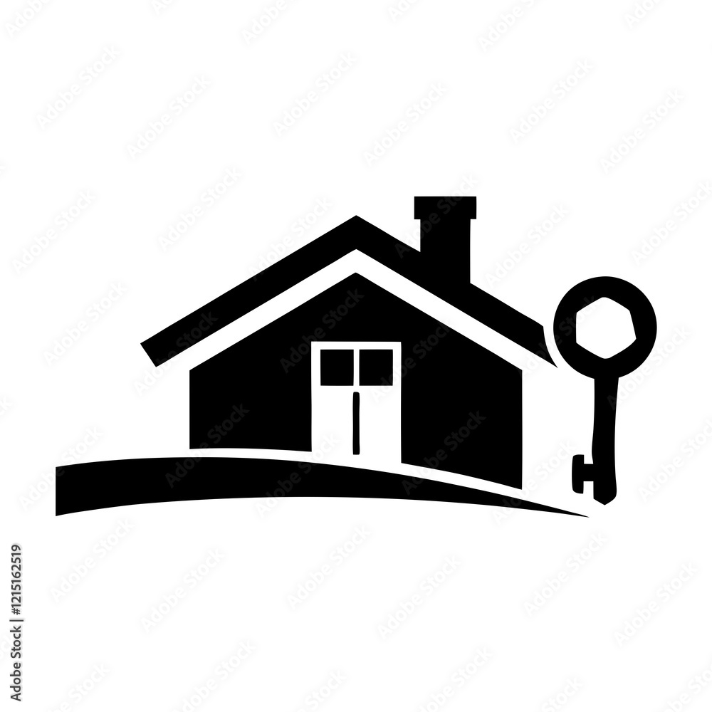 Minimalist Logo: House & Key Silhouette Design Minimalist Logo: House & Key Silhouette Design