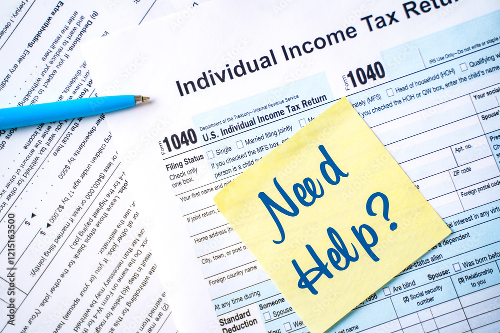 Obraz premium USA tax form 1040 for US individual tax return. Document close-up
