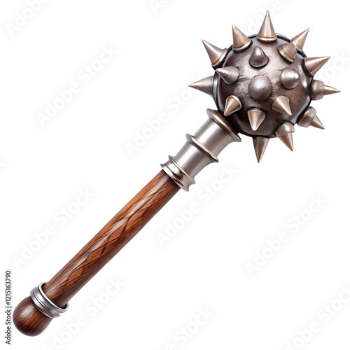 spiked ball mace isolated on transparent background, PNG photo