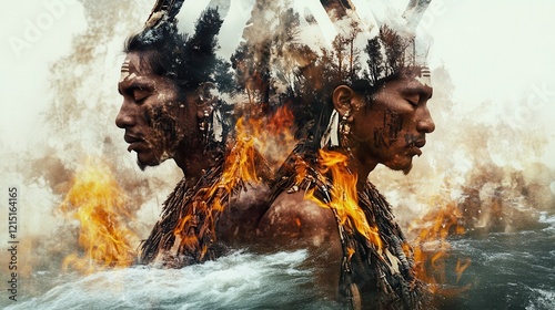 Tribal Fusion: A Mystical Portrait of Native American Heritage and Nature's Power photo