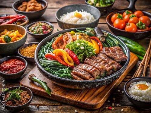 Wallpaper Mural Mouthwatering Korean BBQ Feast: Grilled Meat & Abundant Sides Torontodigital.ca