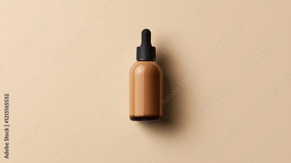 brown glass dropper bottle on beige background - product mockup brown glass dropper bottle on beige background - product mockup