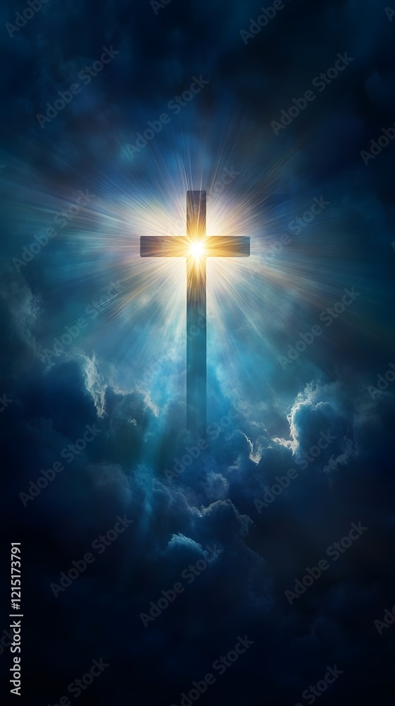 Naklejka premium Abstract representation of a single ray of light on cross