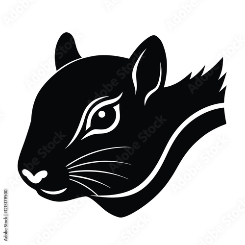 Chipmunk Head Silhouette Vector Art and Black Color Design