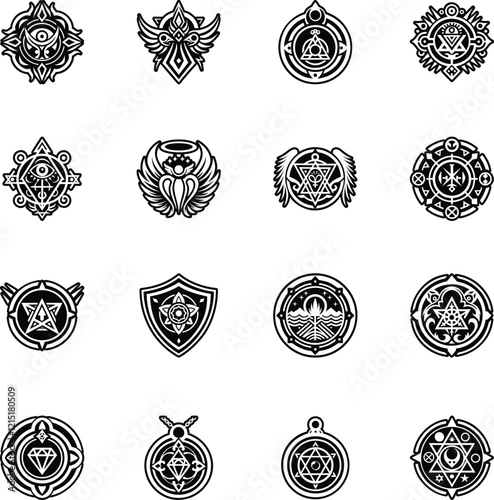 Collection of Glyph Style Supernatural Symbols Icons 

