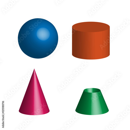  four colored volumetric figures 