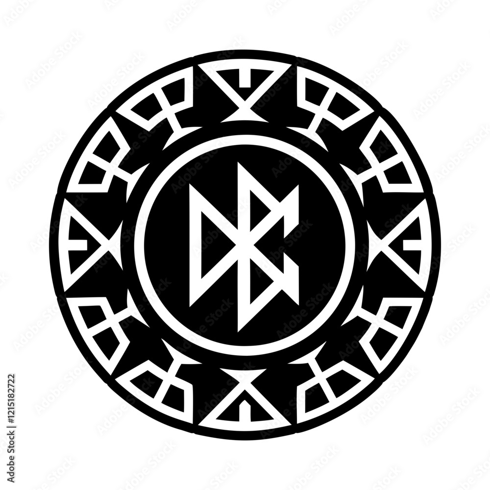 A filled style icon of rune circle symbol A filled style icon of rune circle symbol