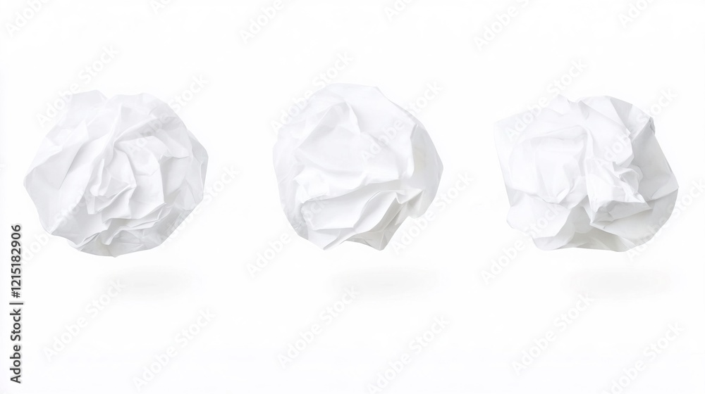 Crumpled White Paper Balls on a Minimalistic Background Crumpled White Paper Balls on a Minimalistic Background