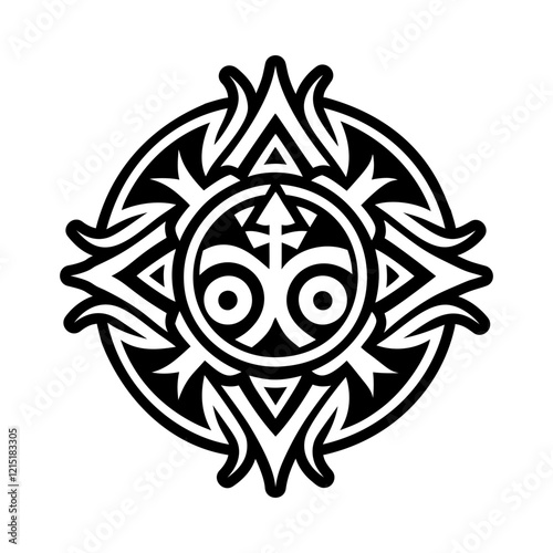 A solid style icon of tribal spirit symbol