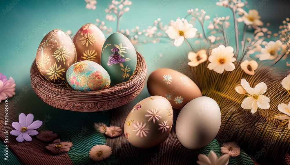 Obraz premium easter eggs in a basket