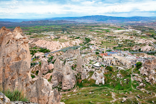 Obraz na płótnie Vast landscapes unfold across Cappadocia with unique rock formations and charming villages w salonie
