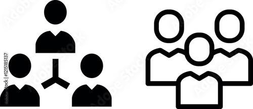 "Collaborative People Team Vector Icon Set for Groupwork and Teamwork Designs"