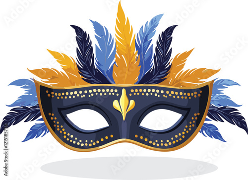 Venetian mask with feathers vector design.