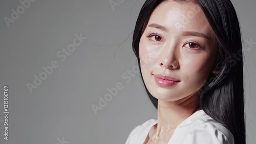 Young Adult Portrait with Text Overlay on Light Background for Advertisement