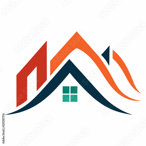 Abstract Real Estate Logo with Curved Rooflines & Initials