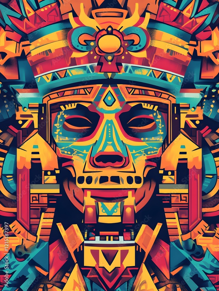 Fototapeta premium symbolic representation of Mexican heritage stylized Aztec