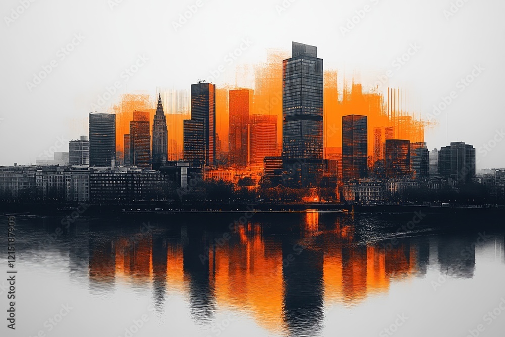 Promotional graphic layout showcasing urban architecture with a vibrant color scheme Promotional graphic layout showcasing urban architecture with a vibrant color scheme